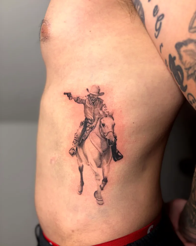 Cowboy on horseback - micro-realism